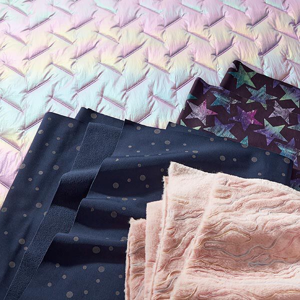 Quilted Fabric diagonal pattern, iridescent – pastel mauve,  image number 7