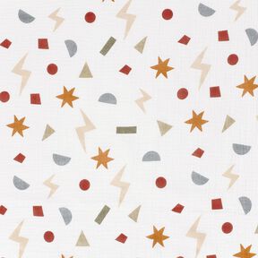 Double Gauze/Muslin geometric symbols – ivory/caramel, 