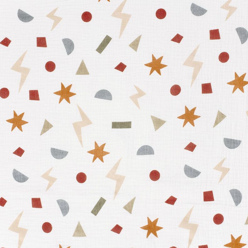 Double Gauze/Muslin geometric symbols – ivory/caramel,  image number 1