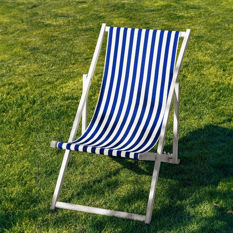 Outdoor Deckchair fabric Longitudinal stripes 44 cm – royal blue/white,  image number 4