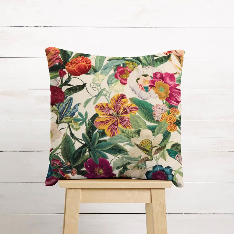 Decor Fabric Half Panama magnificent flowers – natural/purple, image number 9