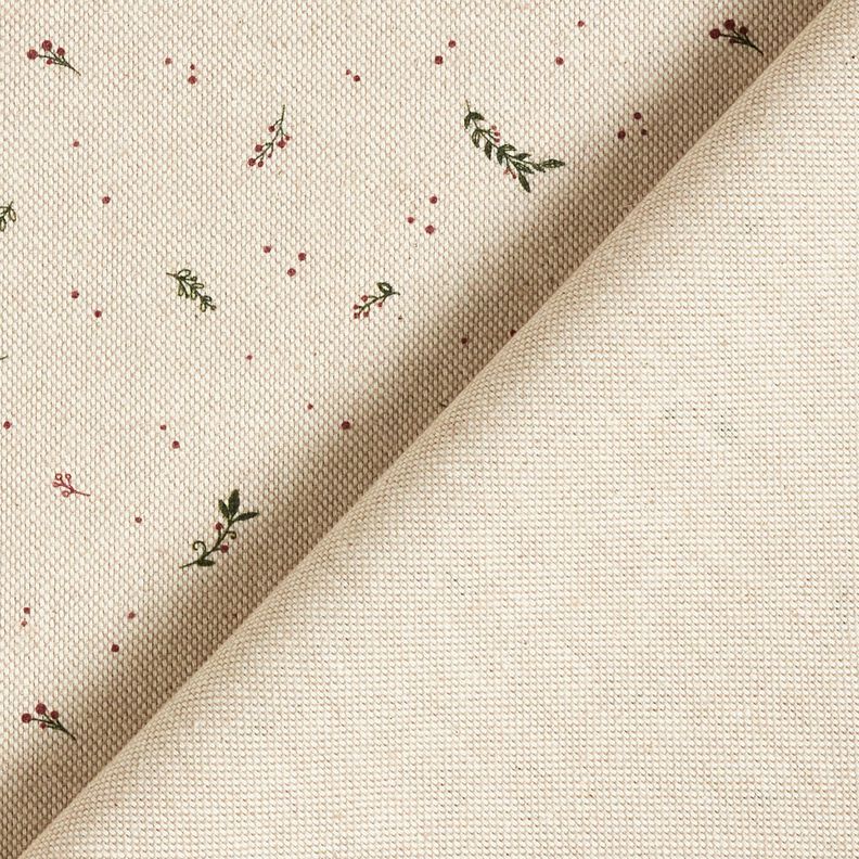 Decor Fabric Half Panama small winter berries – natural/carmine, image number 4