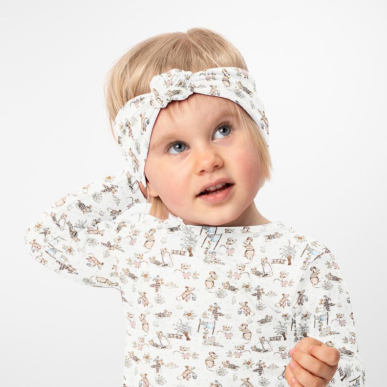 Cotton Jersey Mouse family Digital Print – offwhite,  image number 5