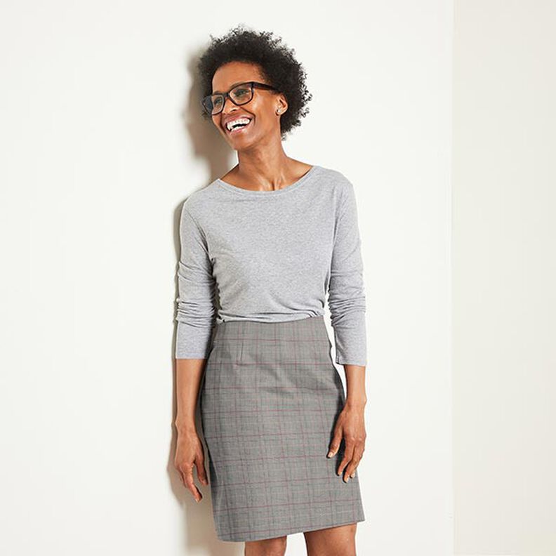 Glen Plaid Stretch Viscose – grey/pink, image number 5