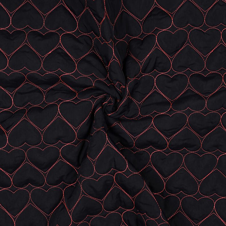 Quilted Fabric neon hearts | Poppy Fabrics – black/neon pink, image number 3