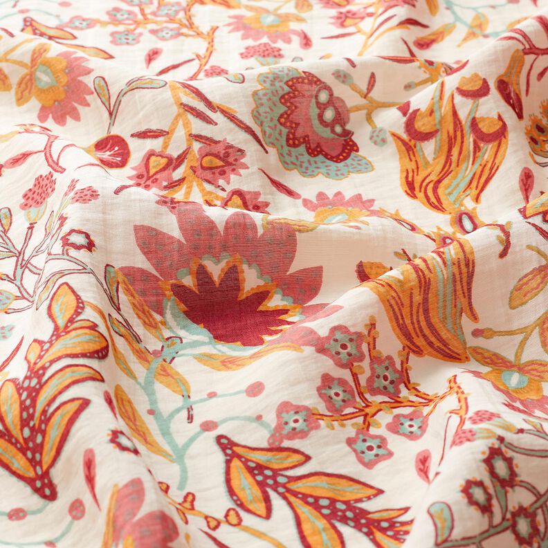 Viscose Blend Retro flowers – ivory/pale berry,  image number 2