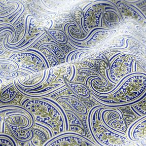 Shirting Fabric overlapping paisley – indigo/olive | Remnant 60cm, 