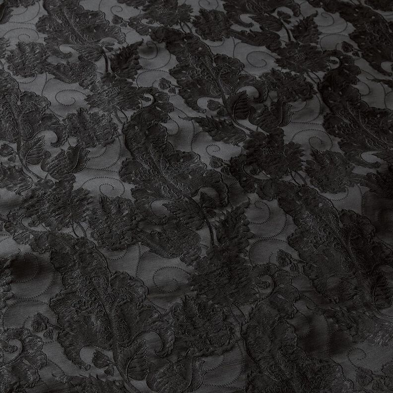 Garment Jacquard Brocade Flowers – black,  image number 2