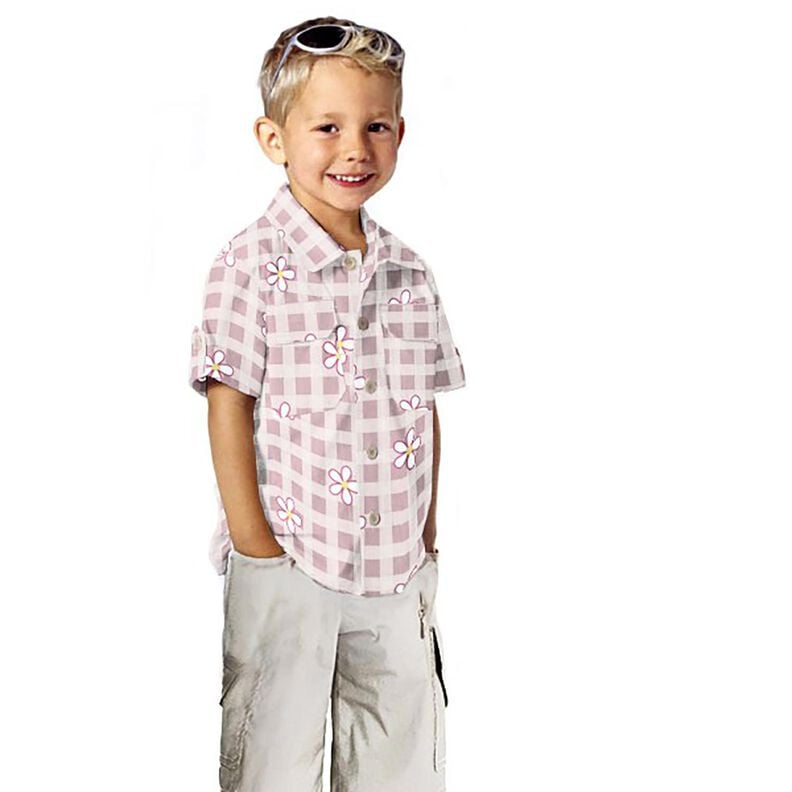 Cotton Jersey Checks and flowers &ndash; white/pink,  image number 5