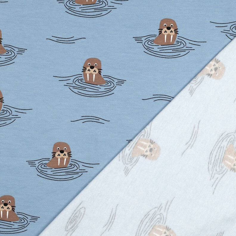 Brushed Sweatshirt Fabric Walruses | by Poppy – light wash denim blue,  image number 4