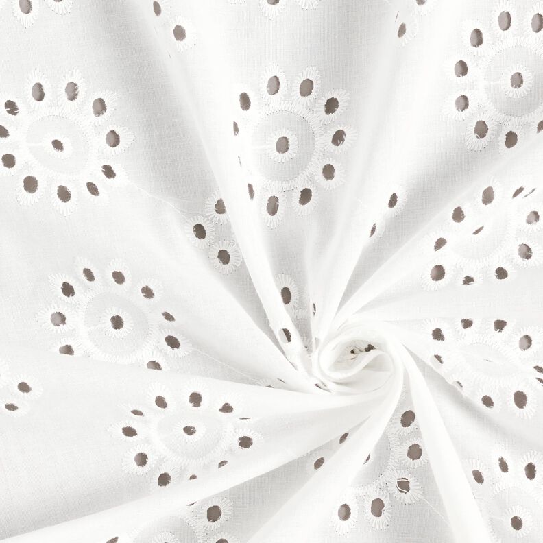 Floral broderie anglaise cotton fabric – white,  image number 3