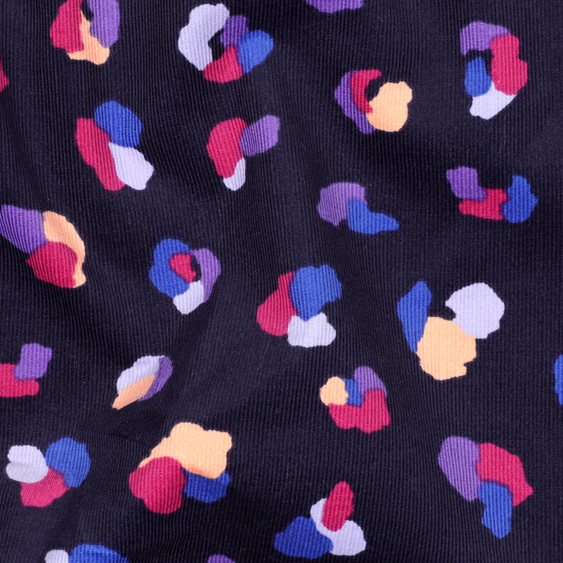 Baby Cord colourful leopard print | Poppy Fabrics – navy blue,  image number 2