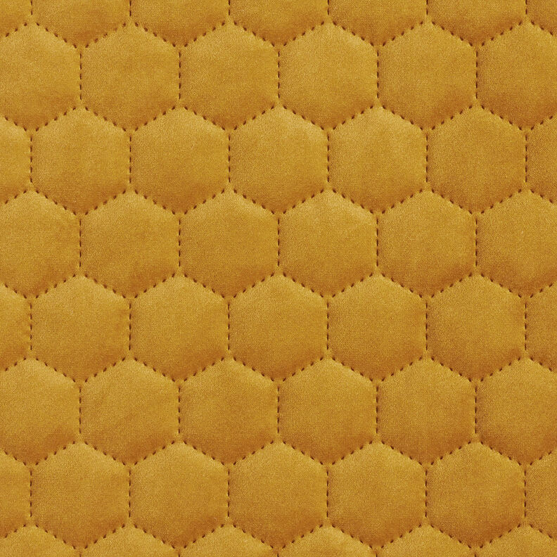 Upholstery Fabric Velvet Honeycomb Quilt – mustard,  image number 1