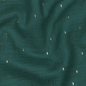 Double Gauze/Muslin Rectangle Foil Print | Poppy Fabrics – blue spruce/metallic gold, 
