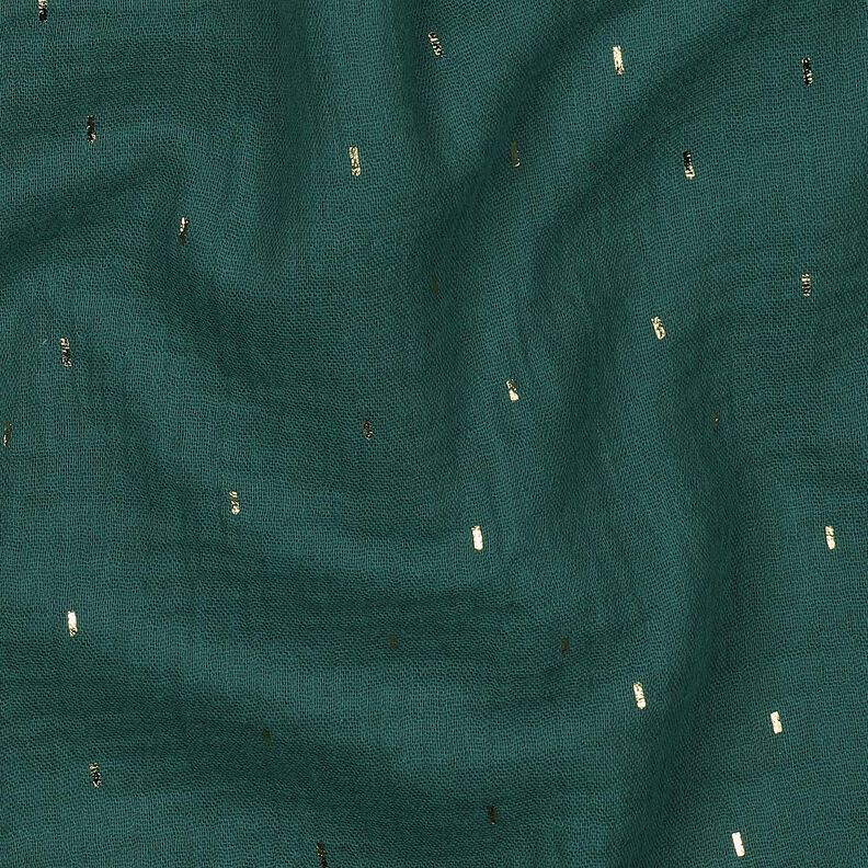 Double Gauze/Muslin Rectangle Foil Print | Poppy Fabrics – blue spruce/metallic gold,  image number 2