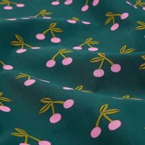Coated Cotton cute cherries – dark green, 
