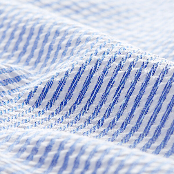 Seersucker Stripes Cotton Blend – royal blue/offwhite,  image number 2