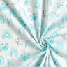 Cotton Poplin Roses and rainbows – white/light turquoise,  thumbnail number 3