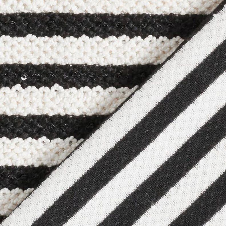 Knit fabric glitter stripes with sequins – offwhite/black,  image number 4