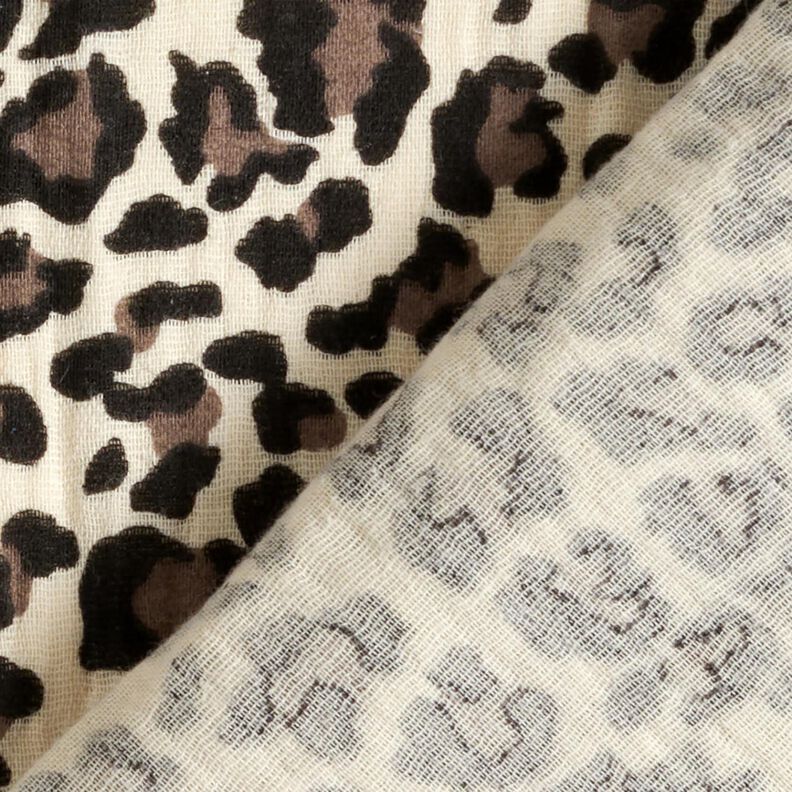 Double Gauze/Muslin Leopard Print – light beige/chocolate,  image number 4