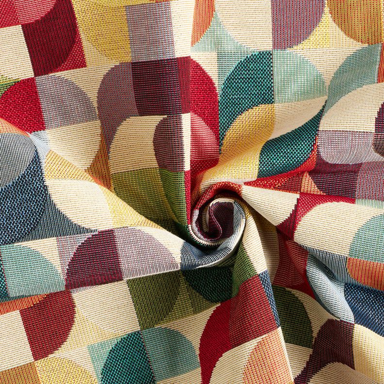 Decor Fabric Tapestry Fabric retro shapes – light beige/carmine,  image number 3