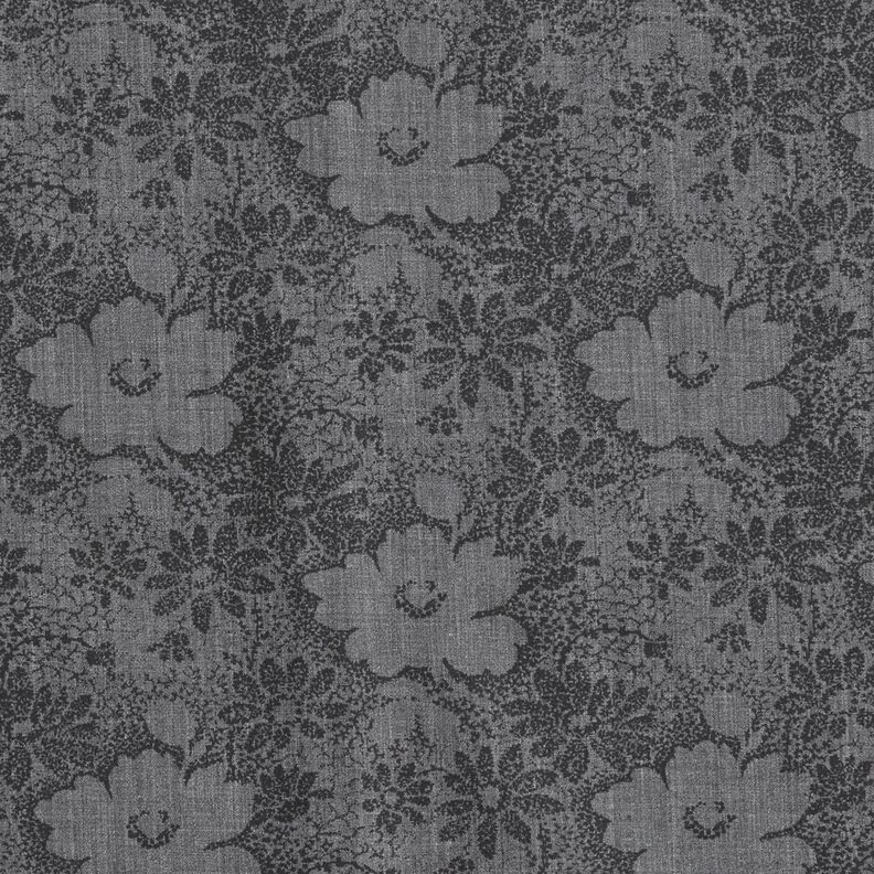 Shirt fabric flowers – grey/black,  image number 1