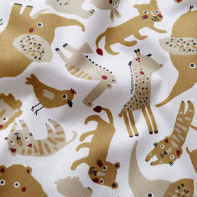 Cotton Poplin Busy animals – white, 