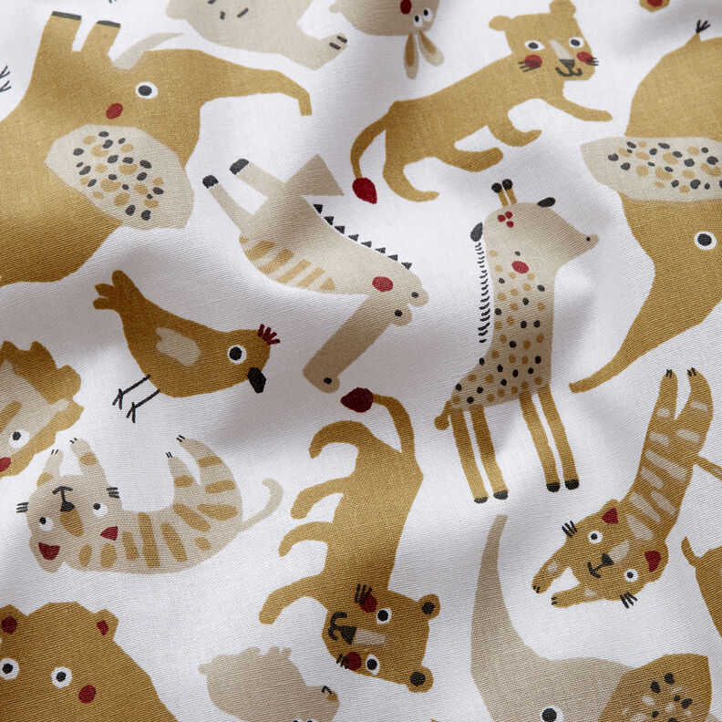 Cotton Poplin Busy animals – white,  image number 2