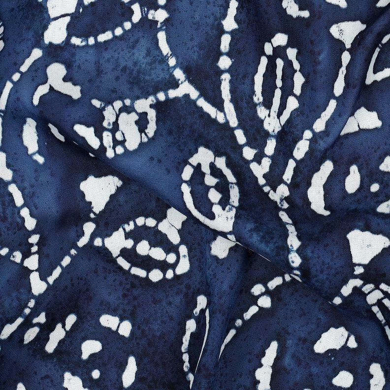 viscose voile batik leafy branches – indigo/white,  image number 2