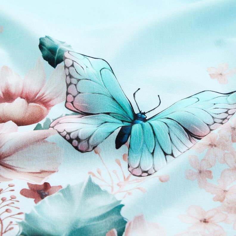 Cotton Jersey butterfly meadow | Glitzerpüppi  – light turquoise/ice blue,  image number 6