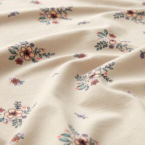 GOTS Cotton Jersey scattered flowers | Poppy Fabrics – almond, 