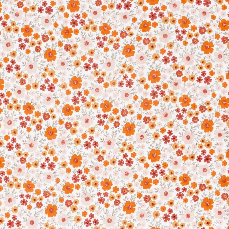 Double Gauze/Muslin Flower Meadow – ivory/peach orange,  image number 1