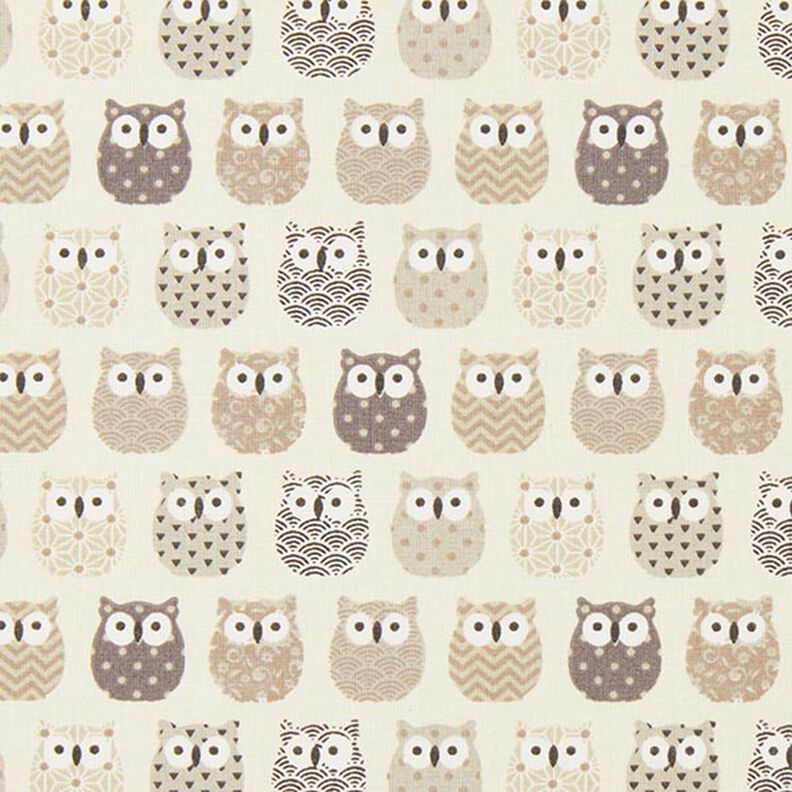 Cotton Cretonne owl – cream/grey,  image number 1