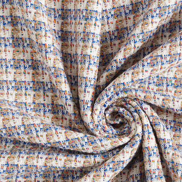 Cotton tweed multicoloured checks – offwhite/blue,  image number 3