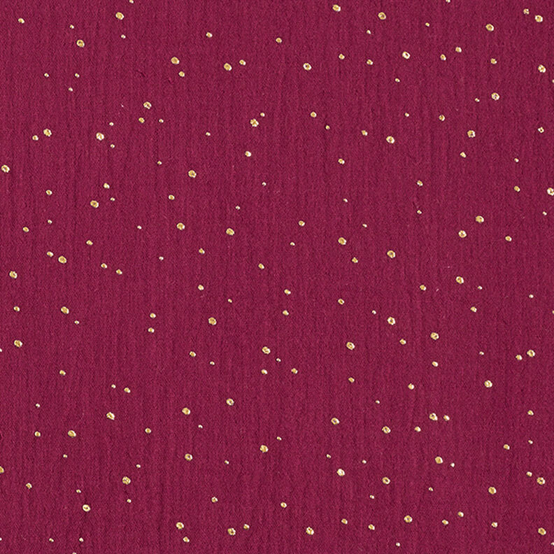 Scattered Gold Polka Dots Cotton Muslin – burgundy/gold,  image number 1