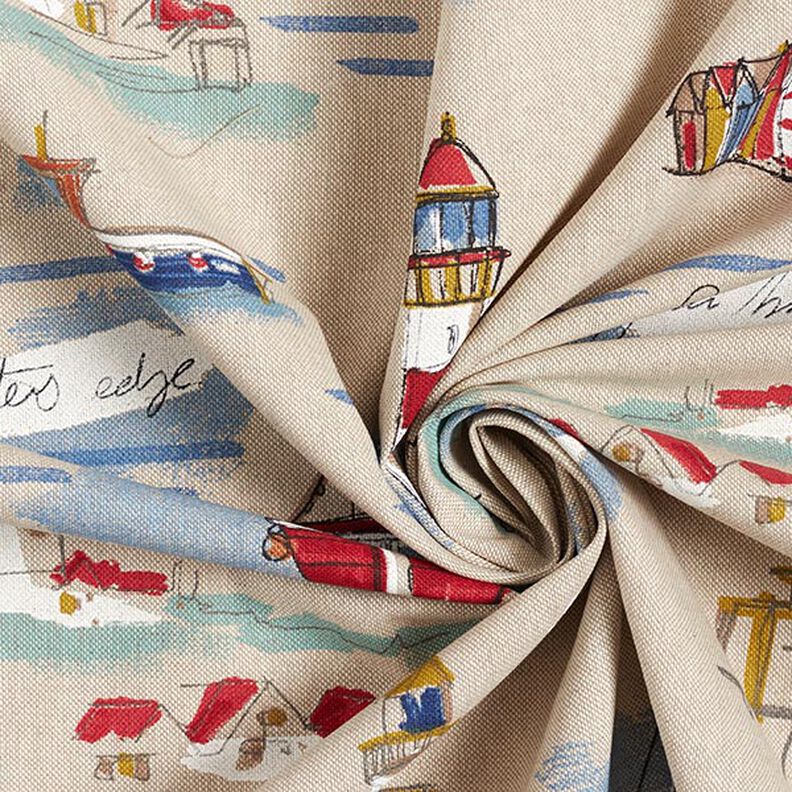 Decor Fabric Half Panama Boats – blue/red,  image number 3