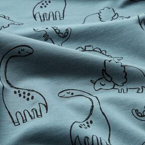 French terry big scribble dinosaurs &ndash; blue, 