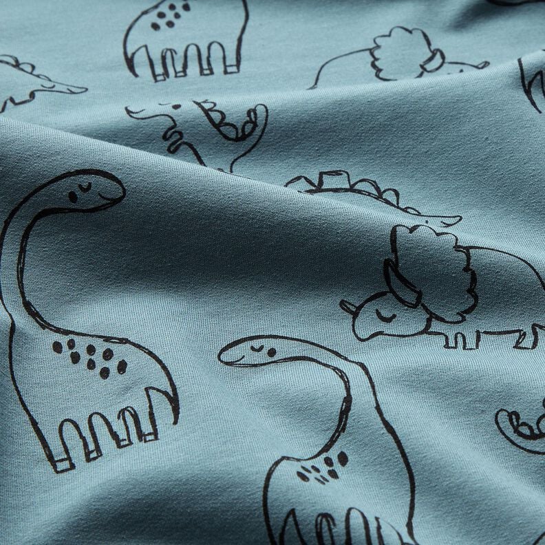 French Terry big scribble dinosaurs &ndash; blue,  image number 2