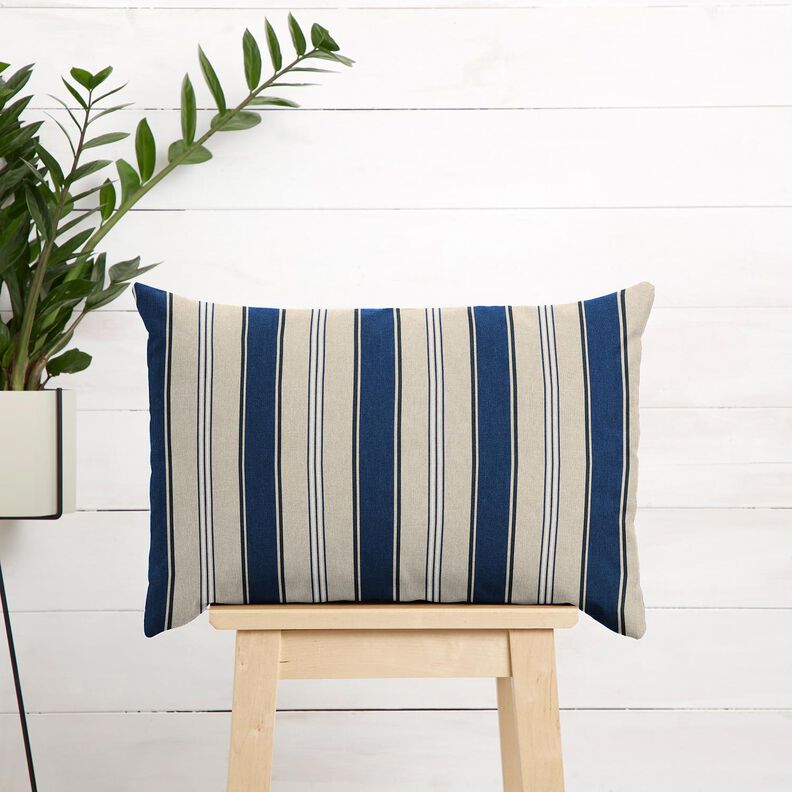 Decor Fabric Half Panama nautical stripes – natural/indigo,  image number 7