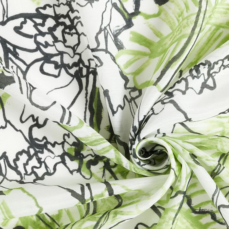 Abstract flowers cotton silk blend – ivory/May green,  image number 3