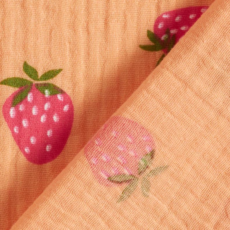 Double Gauze/Muslin Strawberries – apricot,  image number 4