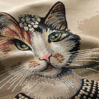 Panel Tapestry Fabric elegant cat – dark beige/black, 