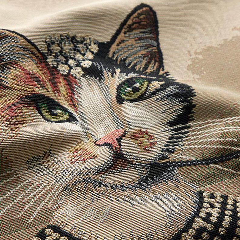 Panel Tapestry Fabric elegant cat – dark beige/black,  image number 2