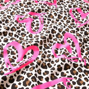 French Terry Leo and neon hearts – cashew/neon pink, 