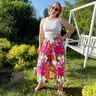 Viscose Voile large flower border design Panel – petrol,  thumbnail number 6