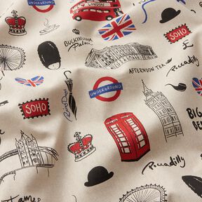 Decor Fabric Half Panama London – natural/red, 