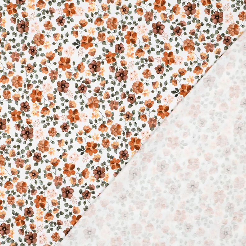 GOTS Cotton Jersey Autumn Flowers Digital Print – white/rosé, image number 3