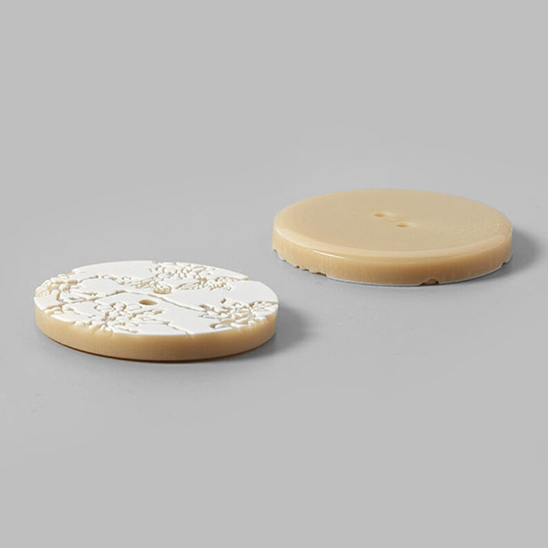 Floral Plastic Button – offwhite,  image number 2