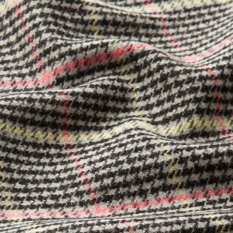 Houndstooth Plaid Coating Fabric with Glitter Effect – grey/black,  image number 2