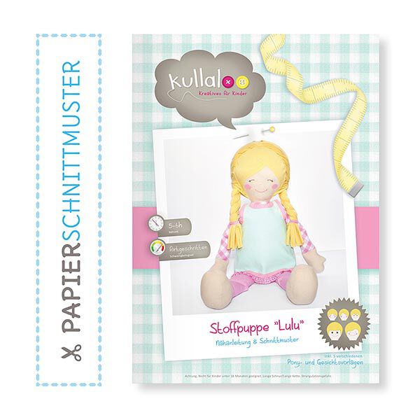Sew a doll: "LULU" rag doll paper pattern  | Kullaloo,  image number 1